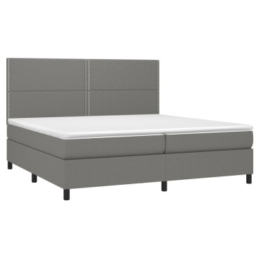 vidaXL Κρεβάτι Boxspring με Στρώμα Σκούρο Γκρι 200x200 εκ. Υφασμάτινο