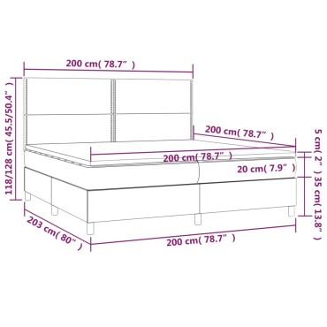 vidaXL Κρεβάτι Boxspring με Στρώμα Σκούρο Γκρι 200x200 εκ. Υφασμάτινο