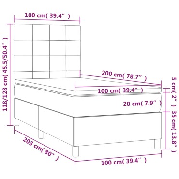 vidaXL Κρεβάτι Boxspring με Στρώμα Κρεμ 100 x 200 εκ. Υφασμάτινο