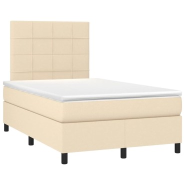 vidaXL Κρεβάτι Boxspring με Στρώμα Κρεμ 120x200 εκ. Υφασμάτινο