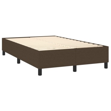 vidaXL Κρεβάτι Boxspring με Στρώμα Σκούρο Καφέ 120x200 εκ. Υφασμάτινο