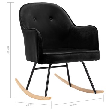 vidaXL Κουνιστή Πολυθρόνα Μαύρη Βελούδινη 60x74x84cm 1 τεμ.