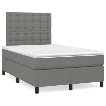 vidaXL Κρεβάτι Boxspring με Στρώμα Σκούρο Γκρι 120x200 εκ. Υφασμάτινο