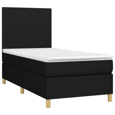 vidaXL Κρεβάτι Boxspring με Στρώμα Μαύρο 80 x 200 εκ. Υφασμάτινο