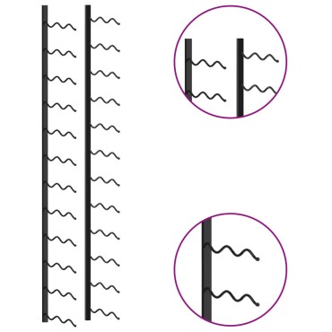 vidaXL Βάση Κρασιών Τοίχου για 24 Φιάλες Μαύρη Σιδερένια 21x22,5x120cm 1 τεμ.