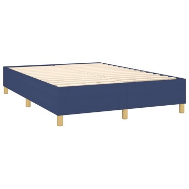 vidaXL Κρεβάτι Boxspring με Στρώμα Μπλε 140x190cm Υφασμάτινο 1 τεμ. - Μονό