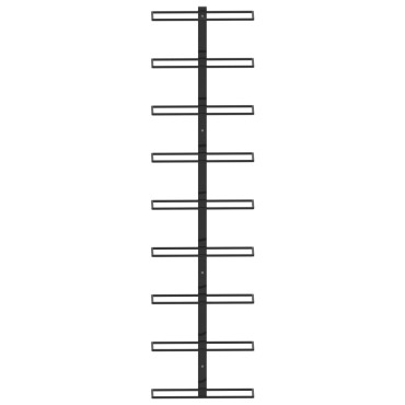 vidaXL Βάση Κρασιών Τοίχου για 9 Φιάλες Μαύρη Σιδερένια 24x8x95,4cm 1 τεμ.