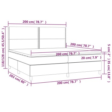vidaXL Κρεβάτι Boxspring με Στρώμα Σκούρο Γκρι 200x200 εκ. Υφασμάτινο