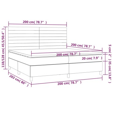 vidaXL Κρεβάτι Boxspring με Στρώμα Σκούρο Γκρι 200x200 εκ. Υφασμάτινο