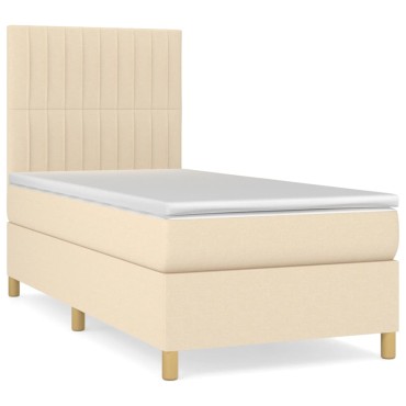 vidaXL Κρεβάτι Boxspring με Στρώμα Κρεμ 80 x 200 εκ. Υφασμάτινο