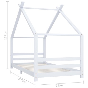 vidaXL Πλαίσιο Κρεβατιού Παιδικό Λευκό 90x200cm Μασίφ Ξύλο Πεύκου 1 τεμ. - Μονό