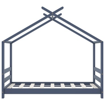 vidaXL Πλαίσιο Κρεβατιού Παιδικό Γκρι 70x140cm Μασίφ Ξύλο Πεύκου 1 τεμ. - Μονό