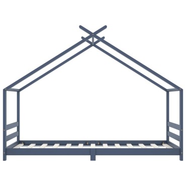 vidaXL Πλαίσιο Κρεβατιού Παιδικό Γκρι 90x200cm από Μασίφ Ξύλο Πεύκου 1 τεμ. - Μονό