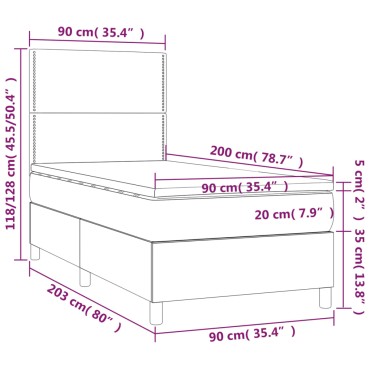 vidaXL Κρεβάτι Boxspring με Στρώμα Σκούρο Πράσινο 90x200 εκ. Βελούδινο