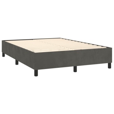 vidaXL Κρεβάτι Boxspring με Στρώμα Σκούρο Γκρι 140x190cm Βελούδινο 1 τεμ. - Μονό