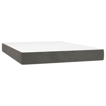 vidaXL Κρεβάτι Boxspring με Στρώμα Σκούρο Γκρι 140x190cm Βελούδινο 1 τεμ. - Μονό