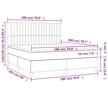 vidaXL Κρεβάτι Boxspring με Στρώμα Σκούρο Γκρι 180x200 εκ. Βελούδινο