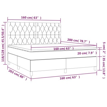 vidaXL Κρεβάτι Boxspring με Στρώμα Σκούρο Μπλε 160x200 εκ. Βελούδινο