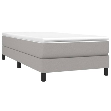 vidaXL Κρεβάτι Boxspring με Στρώμα Ανοιχτό Γκρι 90x200cm Υφασμάτινο 1 τεμ. - Μονό