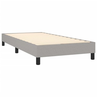 vidaXL Κρεβάτι Boxspring με Στρώμα Ανοιχτό Γκρι 90x200cm Υφασμάτινο 1 τεμ. - Μονό