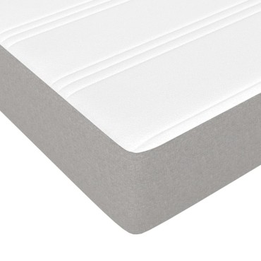 vidaXL Κρεβάτι Boxspring με Στρώμα Ανοιχτό Γκρι 90x200cm Υφασμάτινο 1 τεμ. - Μονό