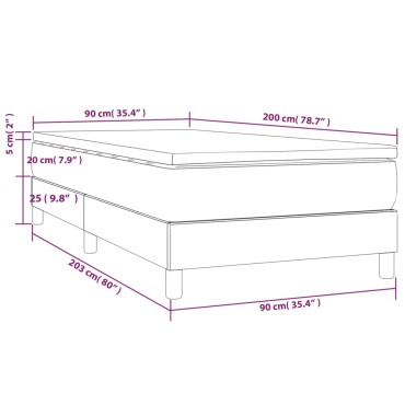 vidaXL Κρεβάτι Boxspring με Στρώμα Ανοιχτό Γκρι 90x200cm Υφασμάτινο 1 τεμ. - Μονό