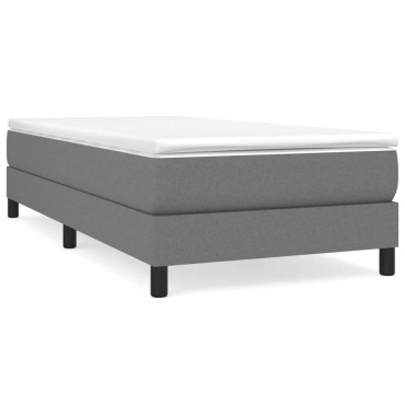 vidaXL Κρεβάτι Boxspring με Στρώμα Σκούρο Γκρι 90x200 εκ. Υφασμάτινο