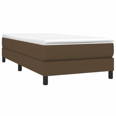 vidaXL Κρεβάτι Boxspring με Στρώμα Σκούρο Καφέ 90x200 εκ. Υφασμάτινο