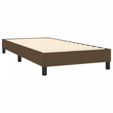 vidaXL Κρεβάτι Boxspring με Στρώμα Σκούρο Καφέ 90x200 εκ. Υφασμάτινο