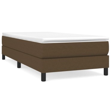 vidaXL Κρεβάτι Boxspring με Στρώμα Σκούρο Καφέ 100x200 εκ. Υφασμάτινο