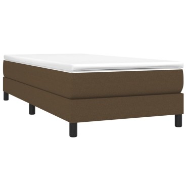 vidaXL Κρεβάτι Boxspring με Στρώμα Σκούρο Καφέ 100x200 εκ. Υφασμάτινο