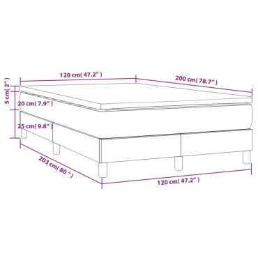 vidaXL Κρεβάτι Boxspring με Στρώμα Ανοιχτό Γκρι 120x200 εκ. Υφασμάτινο