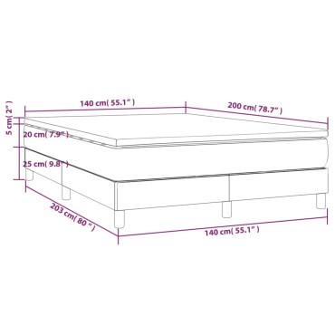 vidaXL Κρεβάτι Boxspring με Στρώμα Ανοιχτό Γκρι 140x200 εκ. Υφασμάτινο