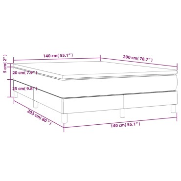 vidaXL Κρεβάτι Boxspring με Στρώμα Σκούρο Καφέ 140x200 εκ Υφασμάτινο
