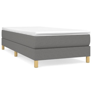 vidaXL Κρεβάτι Boxspring με Στρώμα Σκούρο Γκρι 90x200 εκ. Υφασμάτινο