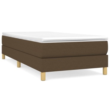 vidaXL Κρεβάτι Boxspring με Στρώμα Σκούρο Καφέ 90x200 εκ. Υφασμάτινο