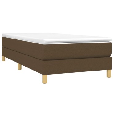 vidaXL Κρεβάτι Boxspring με Στρώμα Σκούρο Καφέ 90x200 εκ. Υφασμάτινο