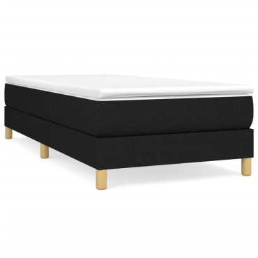 vidaXL Κρεβάτι Boxspring με Στρώμα Μαύρο 100x200cm Υφασμάτινο 1 τεμ. - Μονό