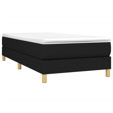 vidaXL Κρεβάτι Boxspring με Στρώμα Μαύρο 100x200cm Υφασμάτινο 1 τεμ. - Μονό