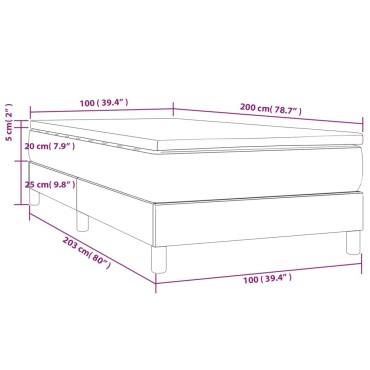 vidaXL Κρεβάτι Boxspring με Στρώμα Μαύρο 100x200cm Υφασμάτινο 1 τεμ. - Μονό