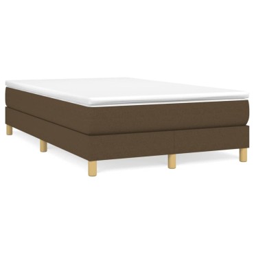 vidaXL Κρεβάτι Boxspring με Στρώμα Σκούρο Καφέ 120x200 εκ. Υφασμάτινο
