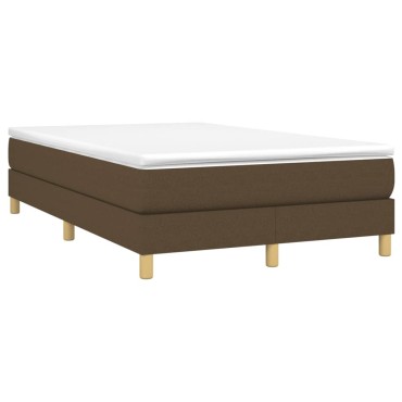 vidaXL Κρεβάτι Boxspring με Στρώμα Σκούρο Καφέ 120x200 εκ. Υφασμάτινο