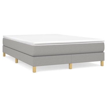 vidaXL Κρεβάτι Boxspring με Στρώμα Ανοιχτό Γκρι 140x200 εκ. Υφασμάτινο