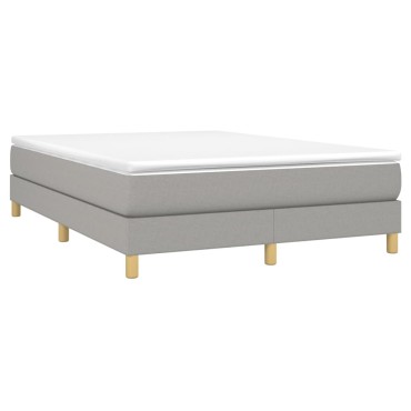 vidaXL Κρεβάτι Boxspring με Στρώμα Ανοιχτό Γκρι 140x200 εκ. Υφασμάτινο