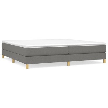vidaXL Κρεβάτι Boxspring με Στρώμα Σκούρο Γκρι 200x200 εκ. Υφασμάτινο