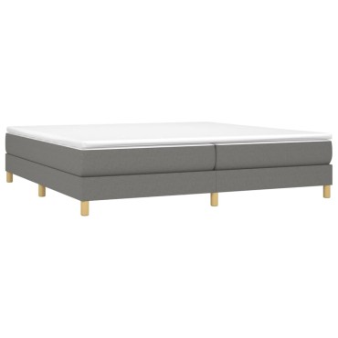vidaXL Κρεβάτι Boxspring με Στρώμα Σκούρο Γκρι 200x200 εκ. Υφασμάτινο