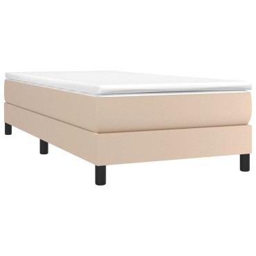 vidaXL Κρεβάτι Boxspring με Στρώμα Καπουτσίνο 80x200 εκ. Συνθ. Δέρμα