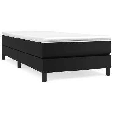 vidaXL Κρεβάτι Boxspring με Στρώμα Μαύρο 90x200εκ. από Συνθετικό Δέρμα