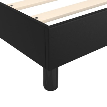 vidaXL Κρεβάτι Boxspring με Στρώμα Μαύρο 90x200εκ. από Συνθετικό Δέρμα