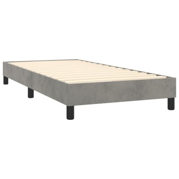 vidaXL Κρεβάτι Boxspring με Στρώμα Ανοιχτό Γκρι 90x200cm Βελούδινο 1 τεμ. - Μονό